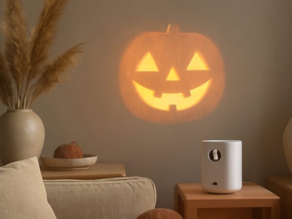 Halloween Projektor an der Hauswand einrichten