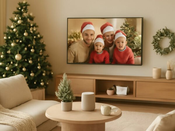 Videoanruf mit Familie an Weihnachten smart Display