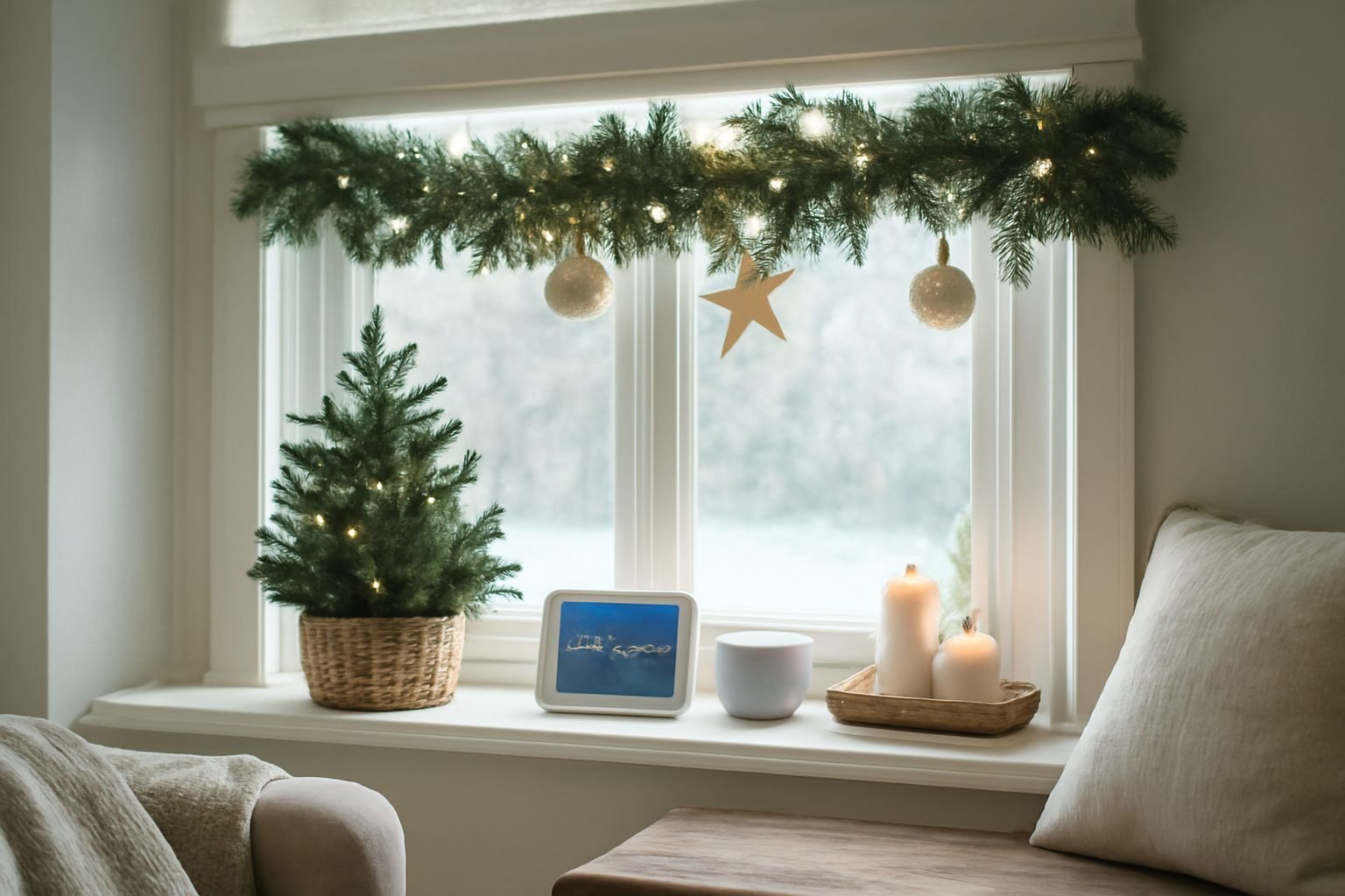Weihnachtsdekoration Ideen Fenster mit LED